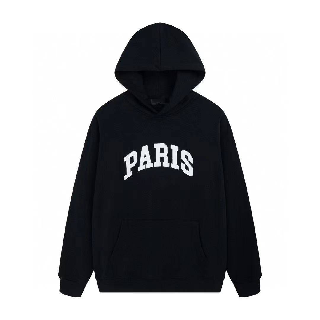 

Fashion Brand BALANCIAS Paris Letter Hoodie High Street Loose Long Sleeve Outer Wear Men And Women Sweater Black, White