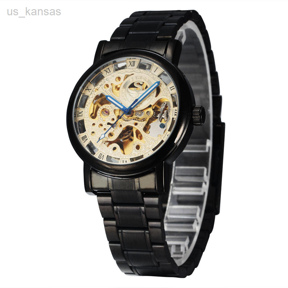 Wristwatches SEWOR Luxury Brand Men Watches Fashion Steampunk Black Skeleton Automatic Mechanical Watch Classic Man Watch relogio masculino L2209-image-802858487