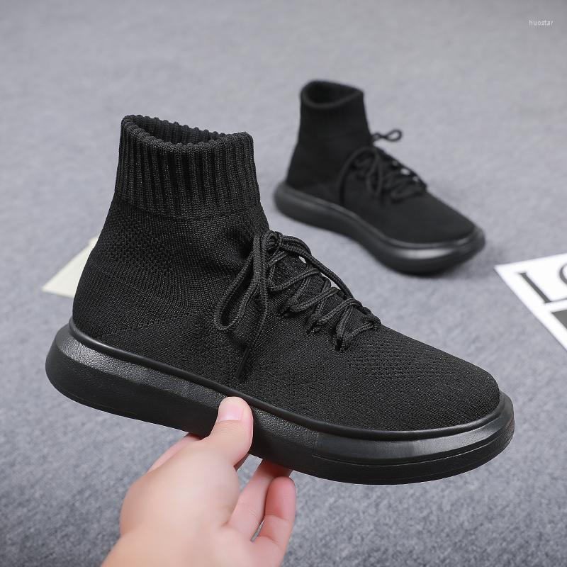 

Boots Fashion Black Men High Top Socks Shoes Lightweight Platform Designer Casual Sneakers Chaussures, White