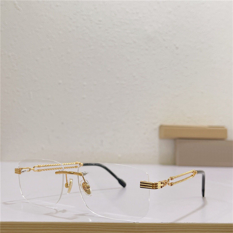 

New fashion design optical glasses 50035U rimless frame square transparent lens metal temples versatile business style popular hot sell wholesale eyewear