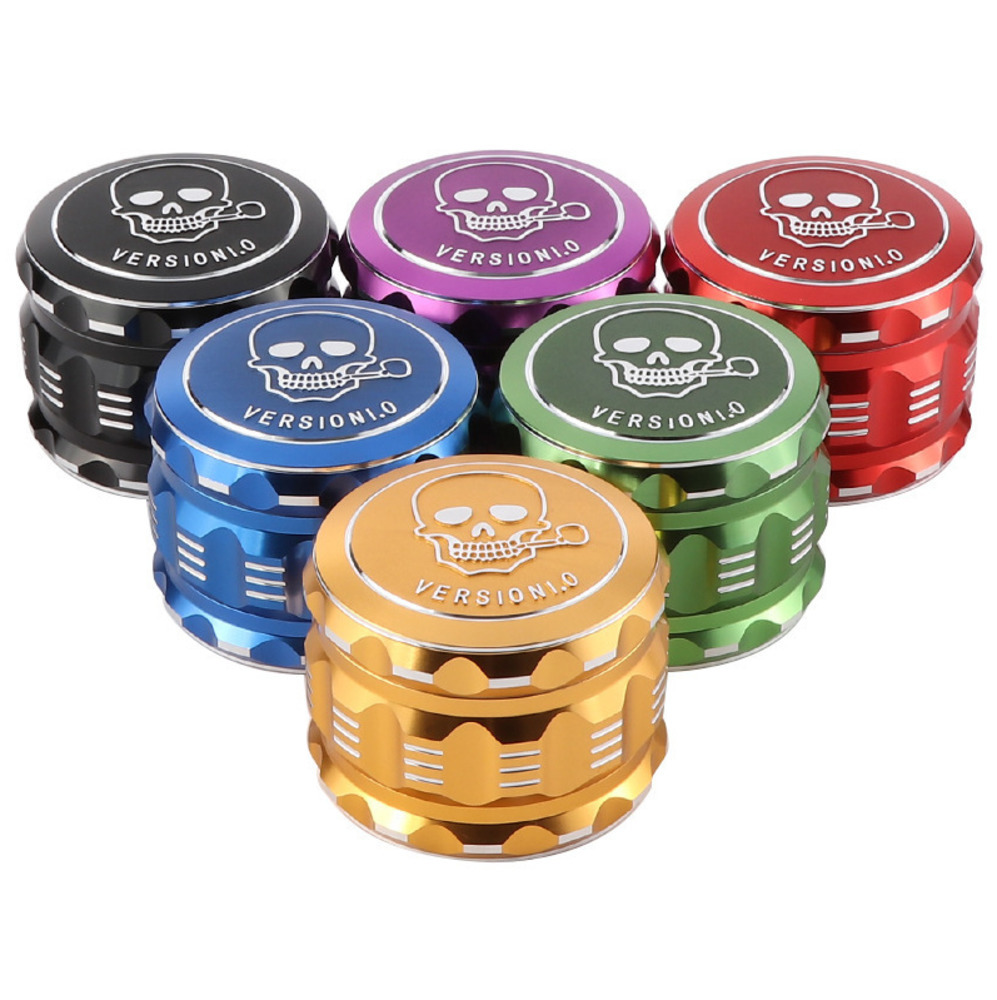 

aluminum alloy smoking herb grinders imitation sound thread creative skull cap manual metal tobacco grinder