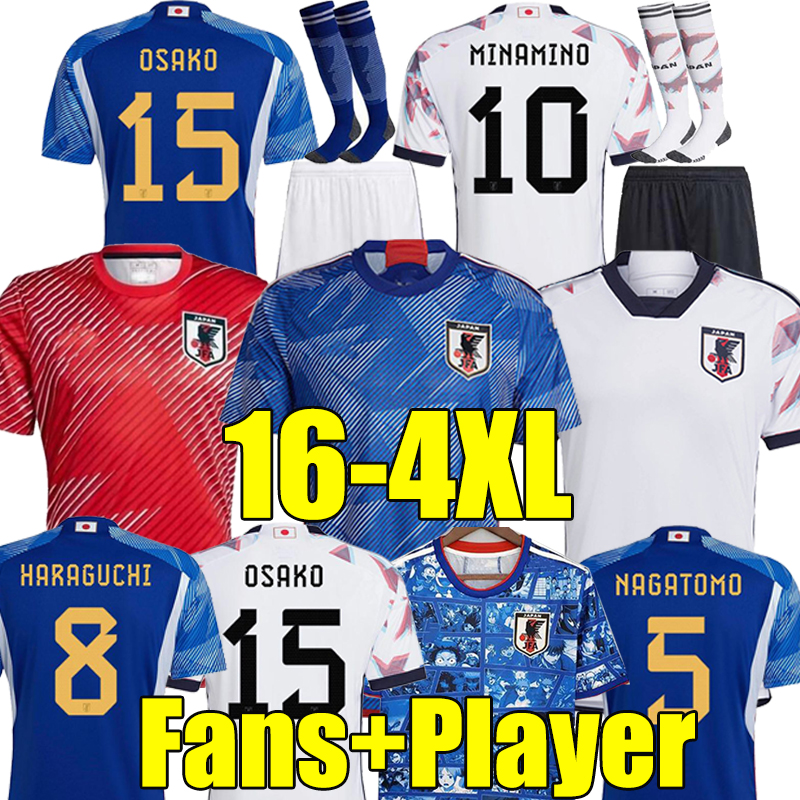 

3XL 4XL MINAMINO 2022 Japan Soccer Jerseys NAGATOMO Captain Tsubasa ATOM 22/23 Qatar world cup football Shirt HARAGUCHI KUBO SHIBASAKI ITO YOSHIDA KAMADA Kits sock, 22-23 away