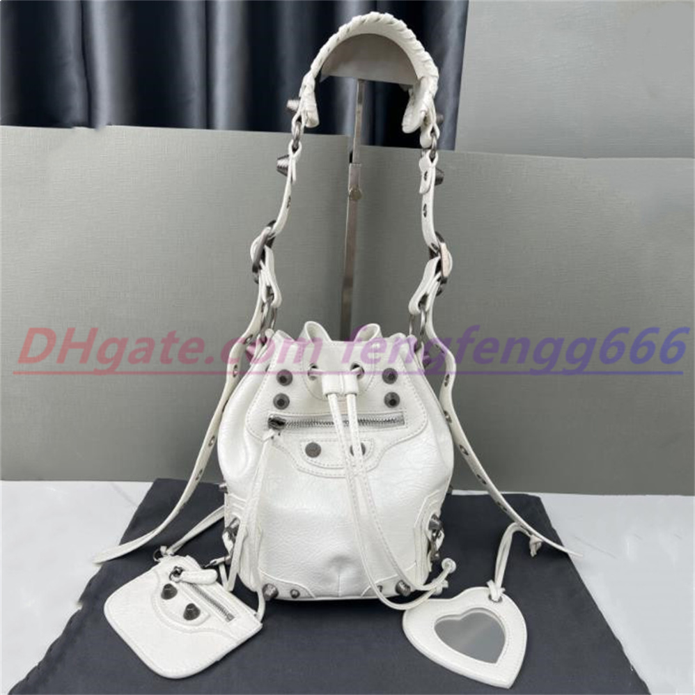 

High female lady cool girl handbag bag motorcycle bucket shoulder bag luxury designer leather ten font clutch wallet pocket vintage oil wax genuine leather Purse, Paper box