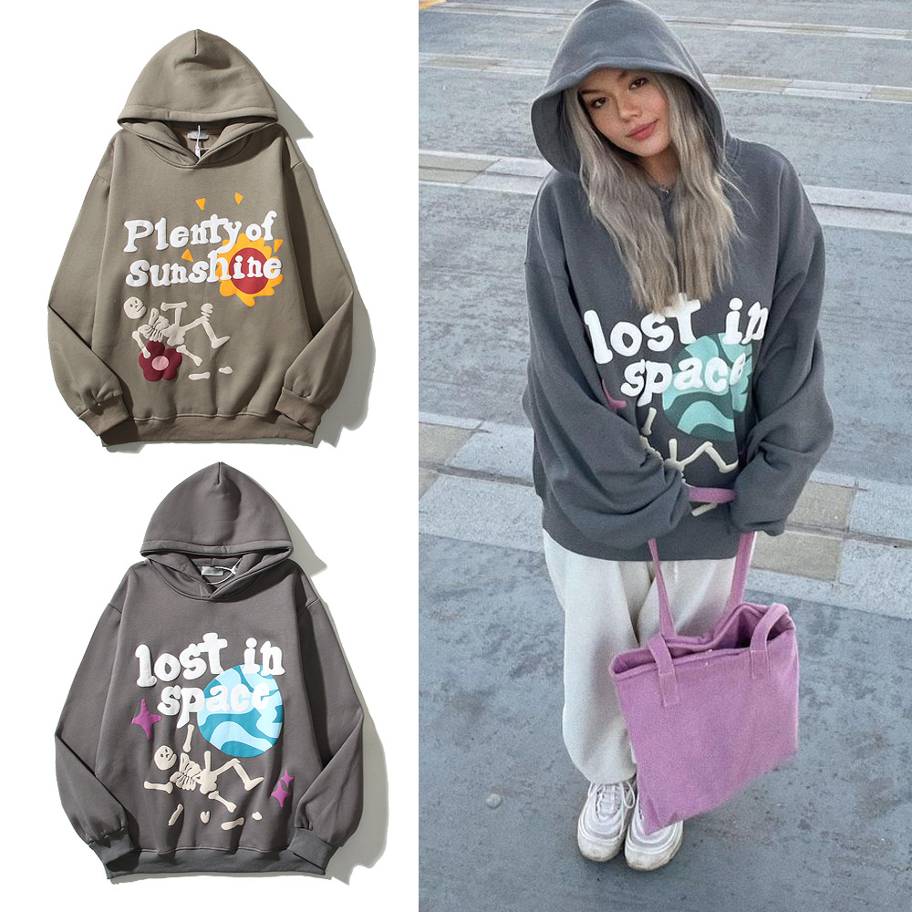 

Puff Sweatshirts Hoodies Men Women Graffiti Print Pullover Hoode Pullovers Hip Hop 2023, Khaki