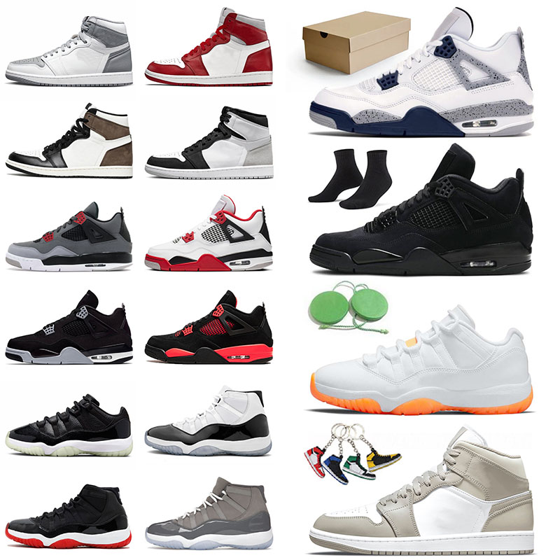 

Jumpman Basketball Shoes University Blue 1 4s Black Canvas Sports Trainers Cool Grey 11 11s Concord Offs White Men Women 1s Yellow Toe, 36-46 cream dark chocolate
