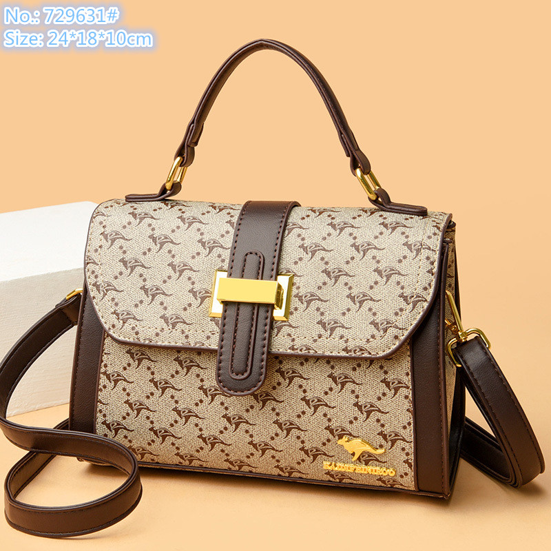 

Wholesale brand ladies shoulder bag 5 colors classic printed handbag simple leathers mobile phone coin purse handbags two-story leather fashion backpack, Grey and khaki-729631#