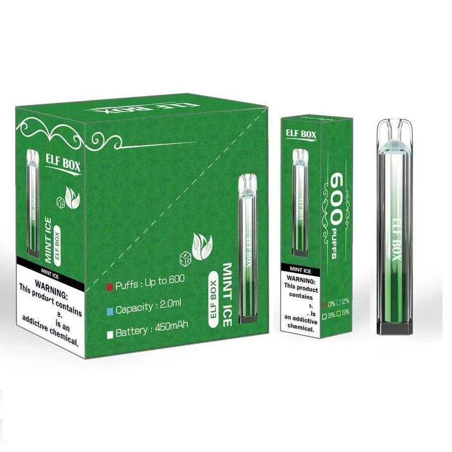 

ELFBBOX 600 Puffs Disposable Vape Pen Cigarettes Start Kit 2% 20mg 450mAh Battey Crystal Bar 2ml Pods 10 Color Authentic Doloda