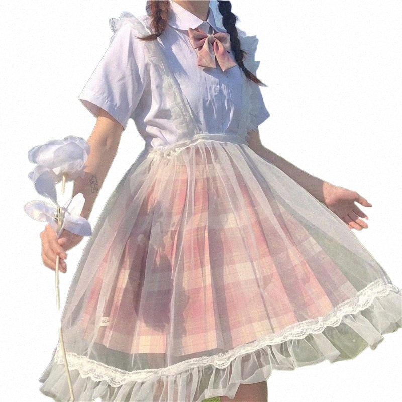 casual Dresses JMPRS Japan Lolita Women White Sundress Preppy Style Suspenders Lace Ruffles Sleeveless Dress Cute Kawaii All-Match Tulle T0zK#