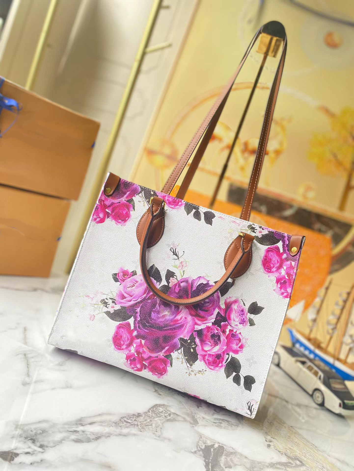 5A shopping Bag leather Handbags Totes Designer Practical Capacity Women Canvas Embroidery Lady Elegance Fashion Luxury Brand New Style
