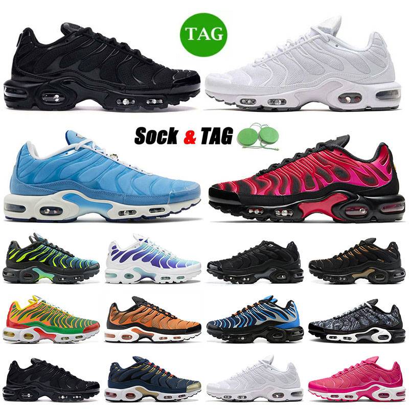 

University Blue Running Shoes Tn Plus Tns Designer Soft Spikes Sneakers Mens Womens Trainer Fire Red Pink Triple Black White Midnight Navy Grey Combo Sports Shoe Man, Bp05