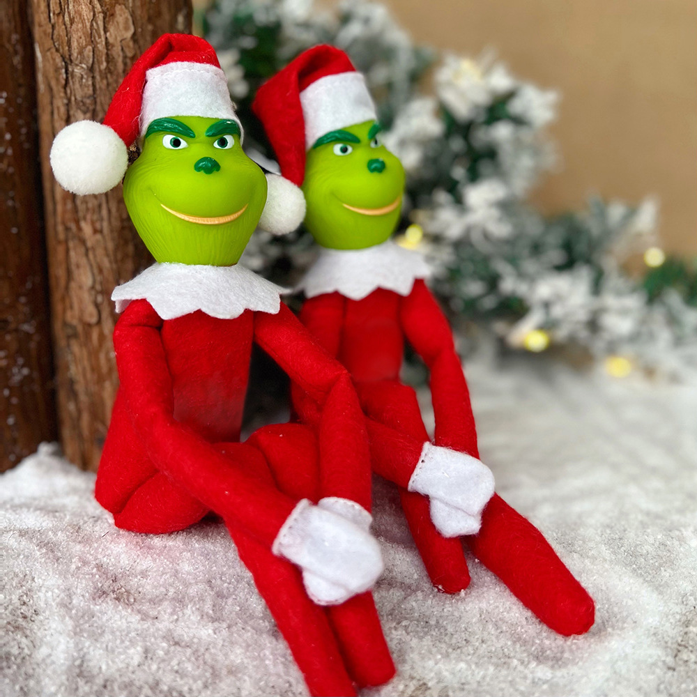 

Red Christmas Green Monster Elf Ornaments Xmas Grinch's Christmas Party Decoration Tree Hanging Pendant Dolls On The Shelf Individual Packing 1012 Highest quality