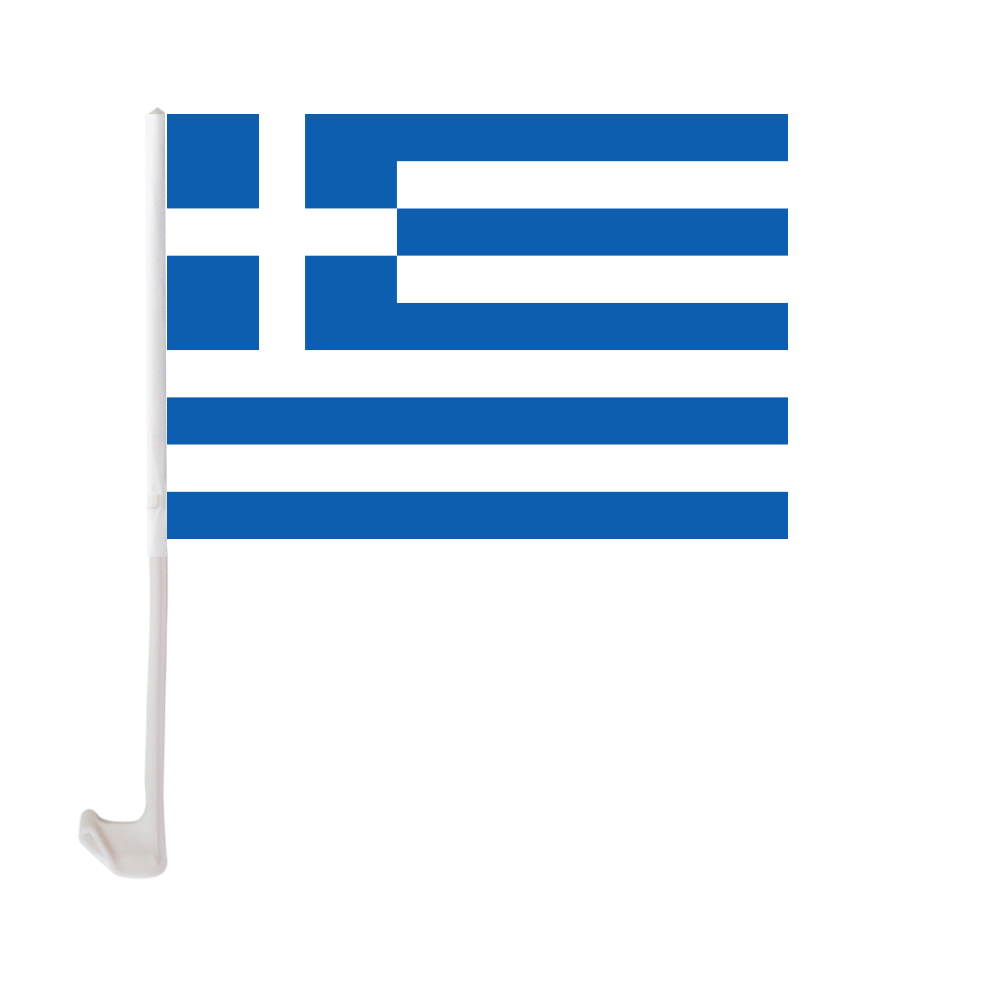 

Greece Car Flag 30x45cm Window Clip Greek Flags Polyester UV Protection Car Decoration Banner with Flagpole
