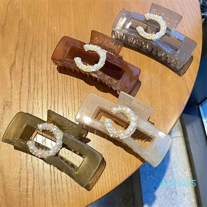 

Clamps Designer Womens Classic Hollow Acrylic Hair Clips Claws Large Square