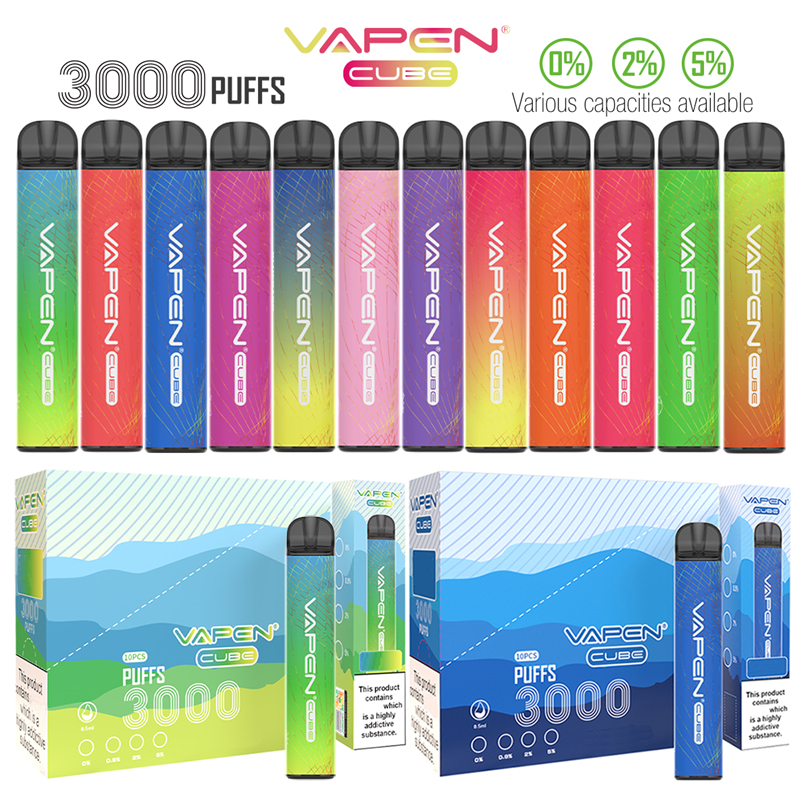 

Original VAPEN CUBE 3000Puffs 2% 5% Optional Disposable Vape Pen Device Electronic e cigarettes Kits 8ML Capacity 1000mAh Battery Pre-Filled Bars Vaporiezer, Mix colors