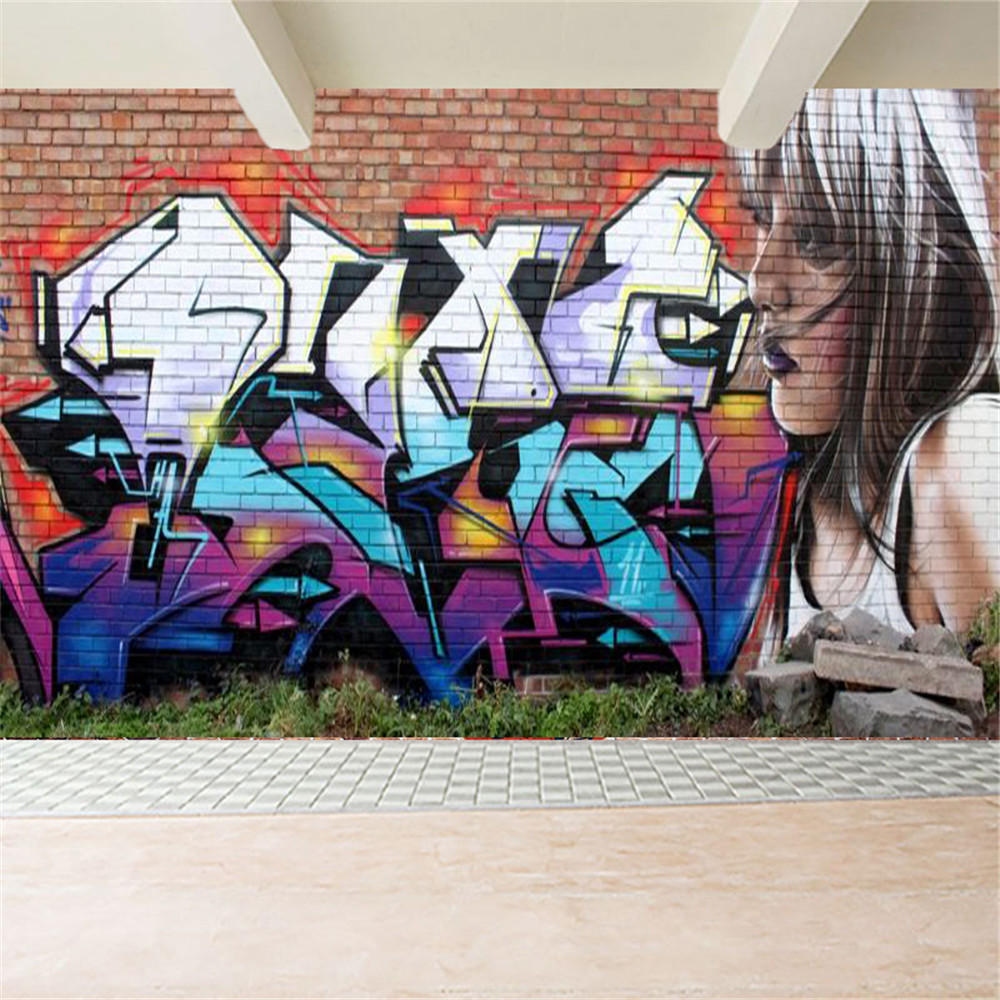 

Retro 3d wallpaper graffiti three-dimensional 8d wallpaper restaurant bar ktv wallpaper personality art mural, Color