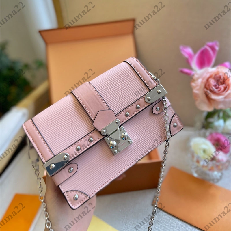 

Top Quality water ripples square Chain bag Women Shoulder Crossbady Bags Designer Handbags hardware Leatherbag Fashion wallet With chain shoulder strap, Bubble paper package