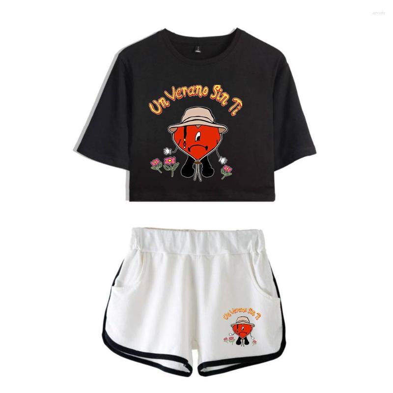 

Women's T Shirts Bad Merch Un Verano Sin Ti Logo Tops Two Piece Set Shorts Lovely TShirt Harajuku Streetwear Girl Sets Fashion Tee, Black1black