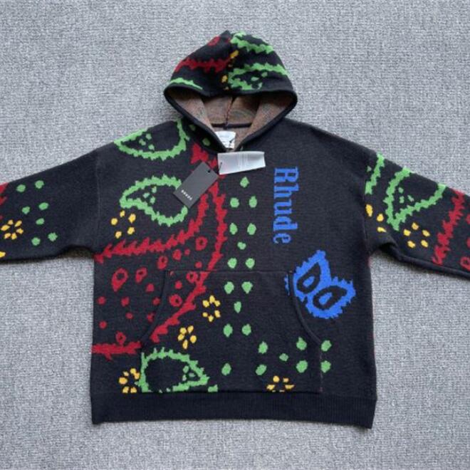 

Hoodies Top-Quality Sweaters Pullover Men Women 1 Vintage Black Knitted Hoodie