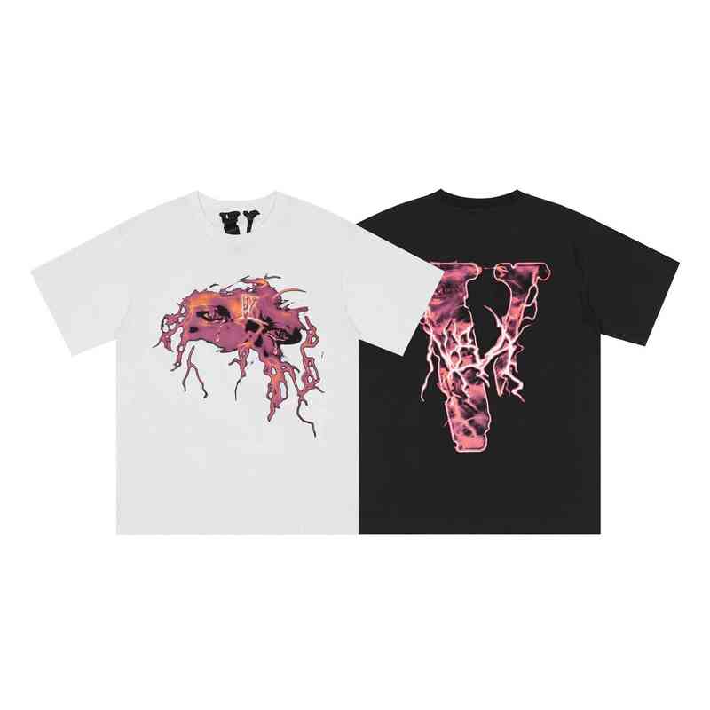 

Men' Shirt Fashion Lightning Portrait English Big v Loose Short Sleeve and Women' High Street Half, White