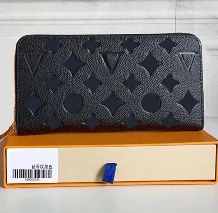 

Fashion women clutch wallet pu leather wallet single zipper wallets lady ladies long classical purse with orange box card 60017, Customize