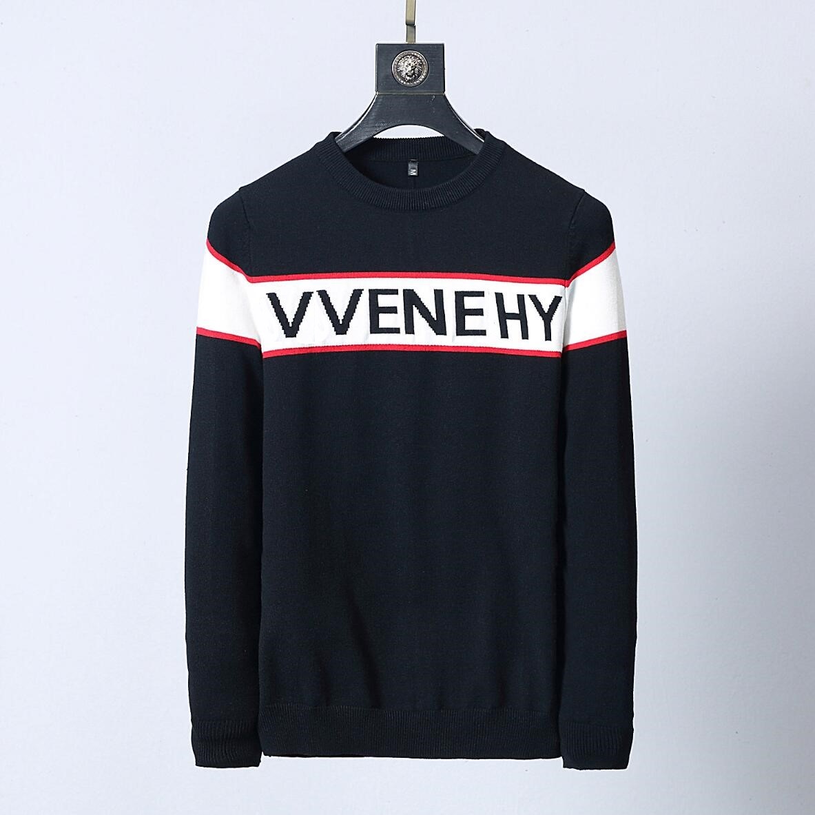 

Fashion Men's Sweaters Pullover Scoop Neck Slim Knitwear Men Women Unisex Sweater Black and White Stripes Top