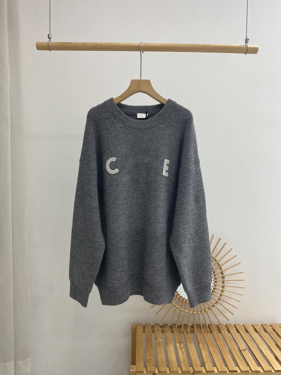 Designer Celins Winter Women Mens Sweaters Loose Long Sleeve Pullover Celines Sweatshirts Crewneck Kniotted Top Rivet Logo Round Neck Wool Sweate