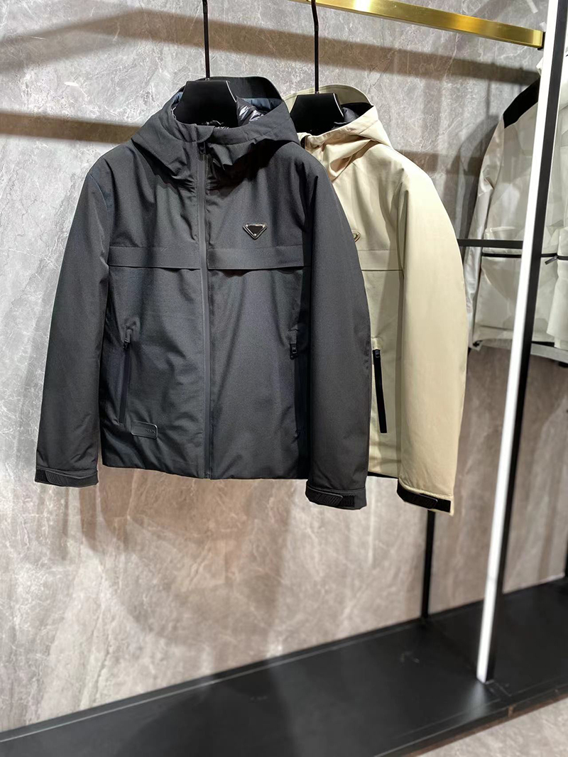 

2022New style men's down jacket designer style hooded sweater luxury zip top coat, Black