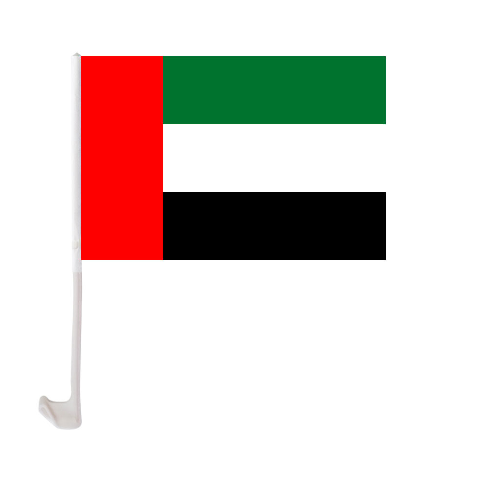 

United Arab Emirates Car Flag 30x45cm Polyester UV Protection Window Clip Car Decoration Banner with Flagpole