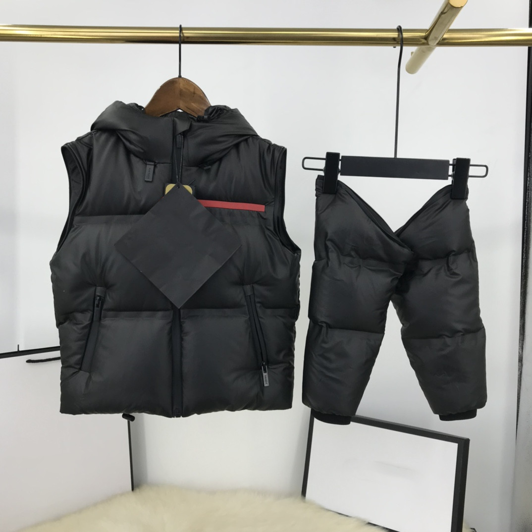 Hooded Kids Coat Baby Winter Coats Thick Warm Outwear Clothing 2022 Boys Girls Outerwear 90% White Duck Jackets Sleeves Are Detachable Vest Black-image-802438928