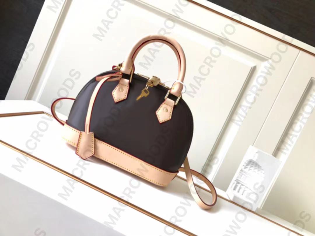 

ALMA BB shell bag luxury shoulder bags designer leather bag Double zip closure protective metal bottom studs women messenger bag Padlock Inside flat pocket M53152, Extra shipping(not for sale)