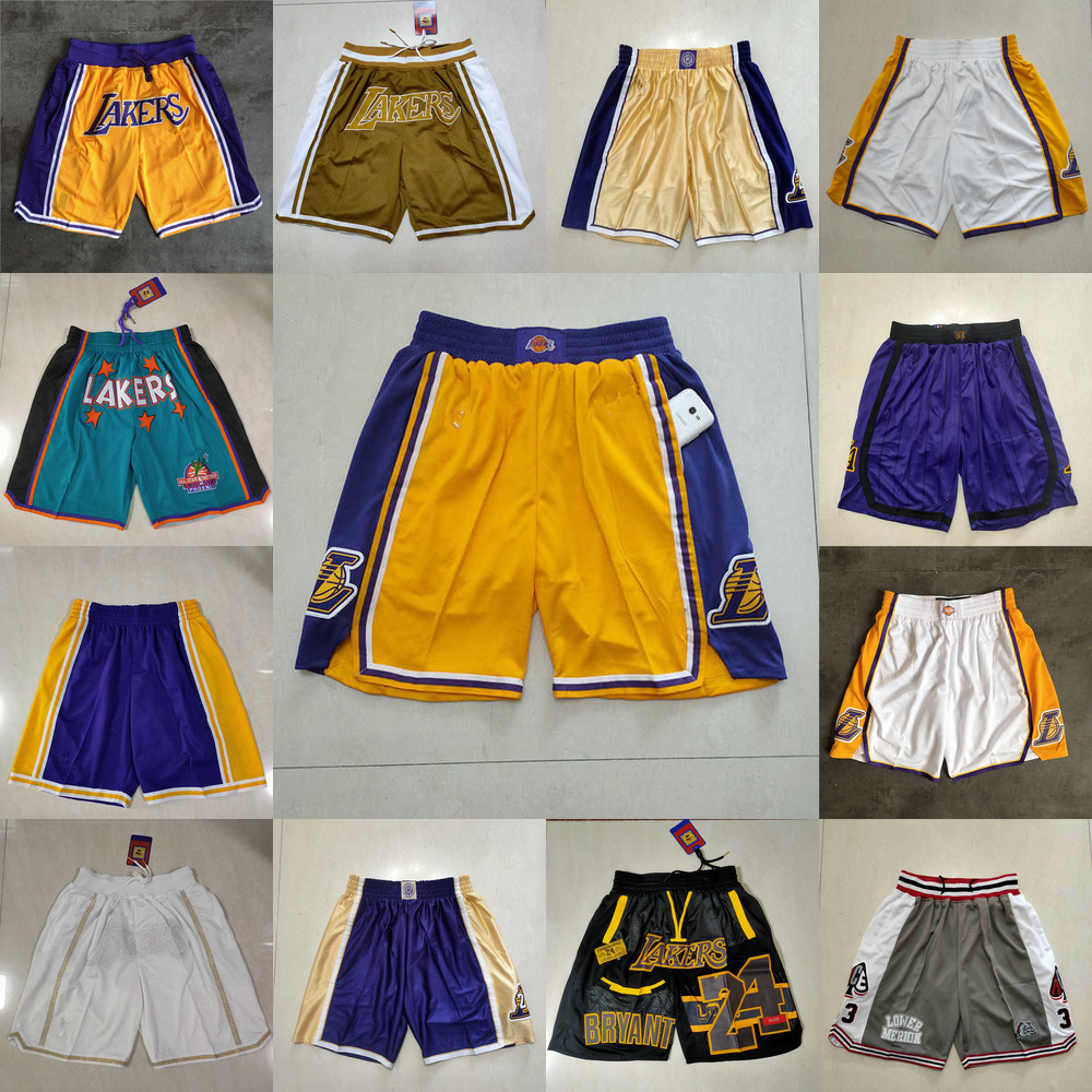 

Los Angeles''Lakers''men Throwback Basketball Shorts pocket red black, Color