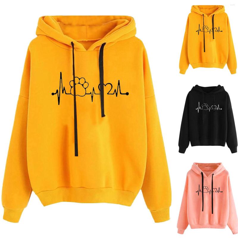

Women' Hoodies 2022 Spring Ladies Sweatshirt Hooded Kitten Print Hoodie Long Sleeve Autumn Casual Fleece Clothes Retro, Black