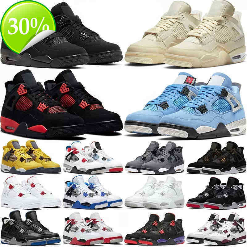 

Jordam with Box 2022 Men Basketball Shoes Women 4s Red Thunder 4 Black Cat, 41