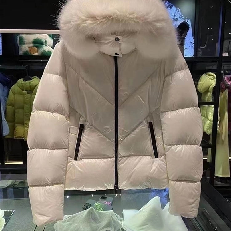 Women's Down Parkas Womens Winter Women Warm Puffer Jacket Big Real Fur Collar Hooded Slim Fit White Duck Chaqueta Plumas Mujer Zn170