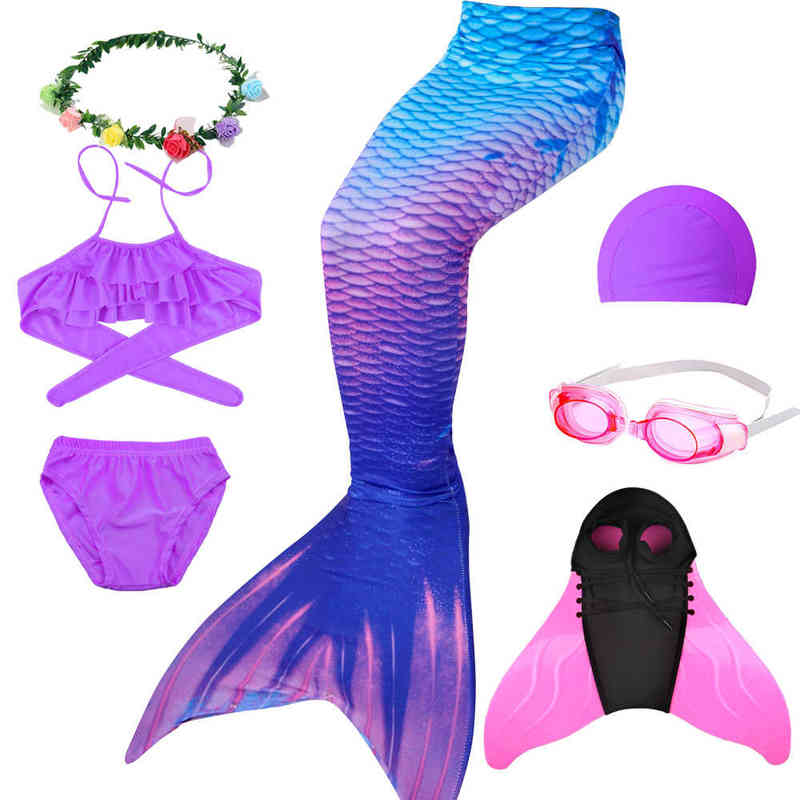 

Theme Costume Kids Girls Swimming Mermaid tail Cosplay Pink Bluey Children Halloween Party Gift Swimsuit Can Add Monofin Fin 220914H, 3pcs-k2