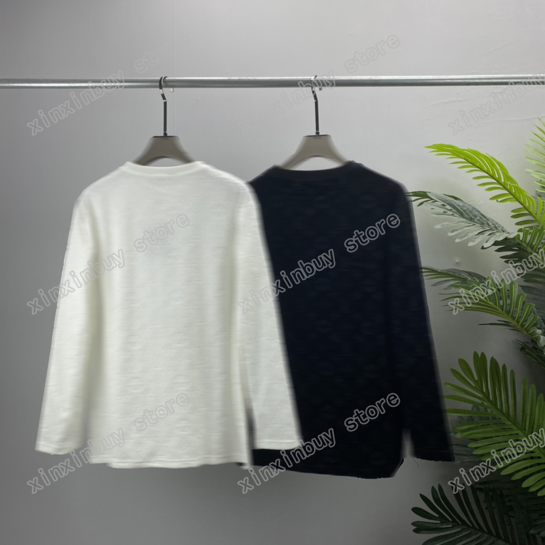 

xinxinbuy Men designer Tees shirts Roma Towel fabric Emboss letter print long sleeve cotton women gray black white M-3XL