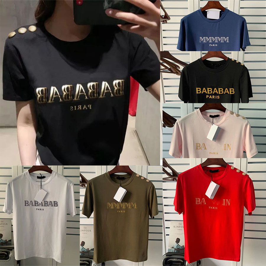 

Letter Print T Shirts Tees Tops For Women and Men Fashion Gold Buckle Womens Pullover Short Sleeve Cotton Tshirt 20 Style Colors, Extra shipping/no ship