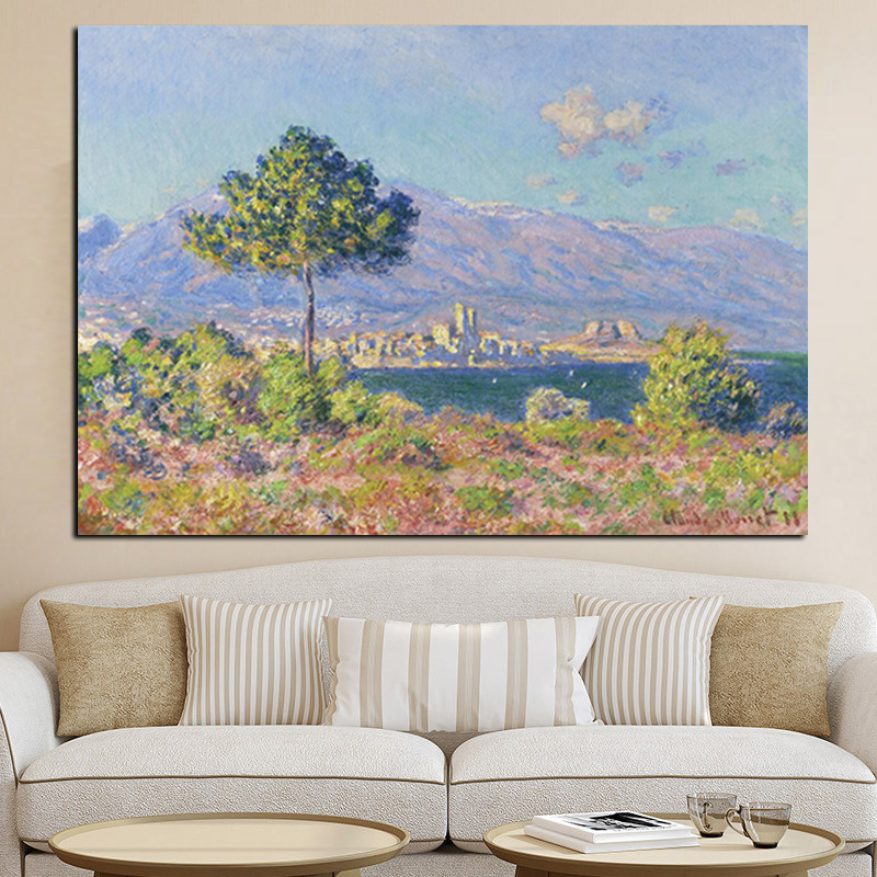 

Print Canvas Art Claude Monet Antibes View from Notre Dame De Paris Landscape Oil Painting Poster Wall Picture for Living Room