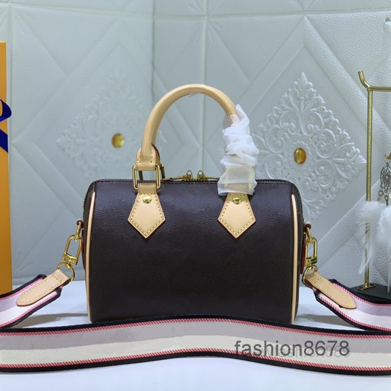 

Designer Shoulder Bags Speedy Bandouliere Mini Travel Bag Women's Coated Canvas Weave Boston Satchel Metal Padlock Crobody Beach Handle, 1 size:20cm