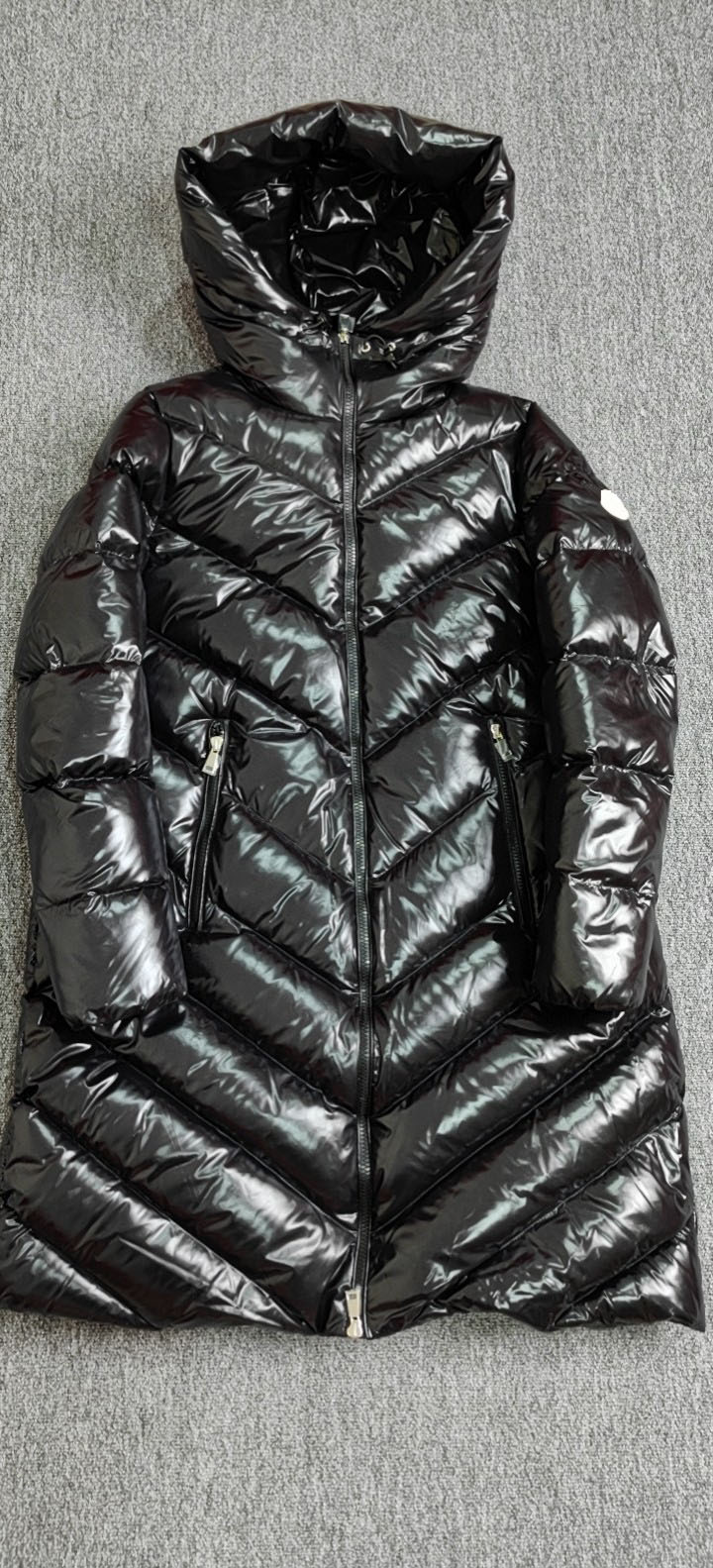 

France Luxury Brand women monclair down jacket long downjackets White knitted fashion panel monclairs jackets Size -4, Sold out