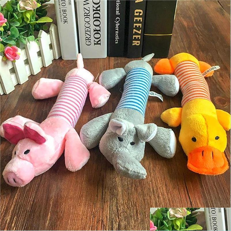 

Dog Toys Chews Cute Pet Dog Cat Plush Squeak Sound Toys Funny Fleece Durability Chew Molar Toy Fit For All Pets Elephant Duck Pig Dr Dhw3T