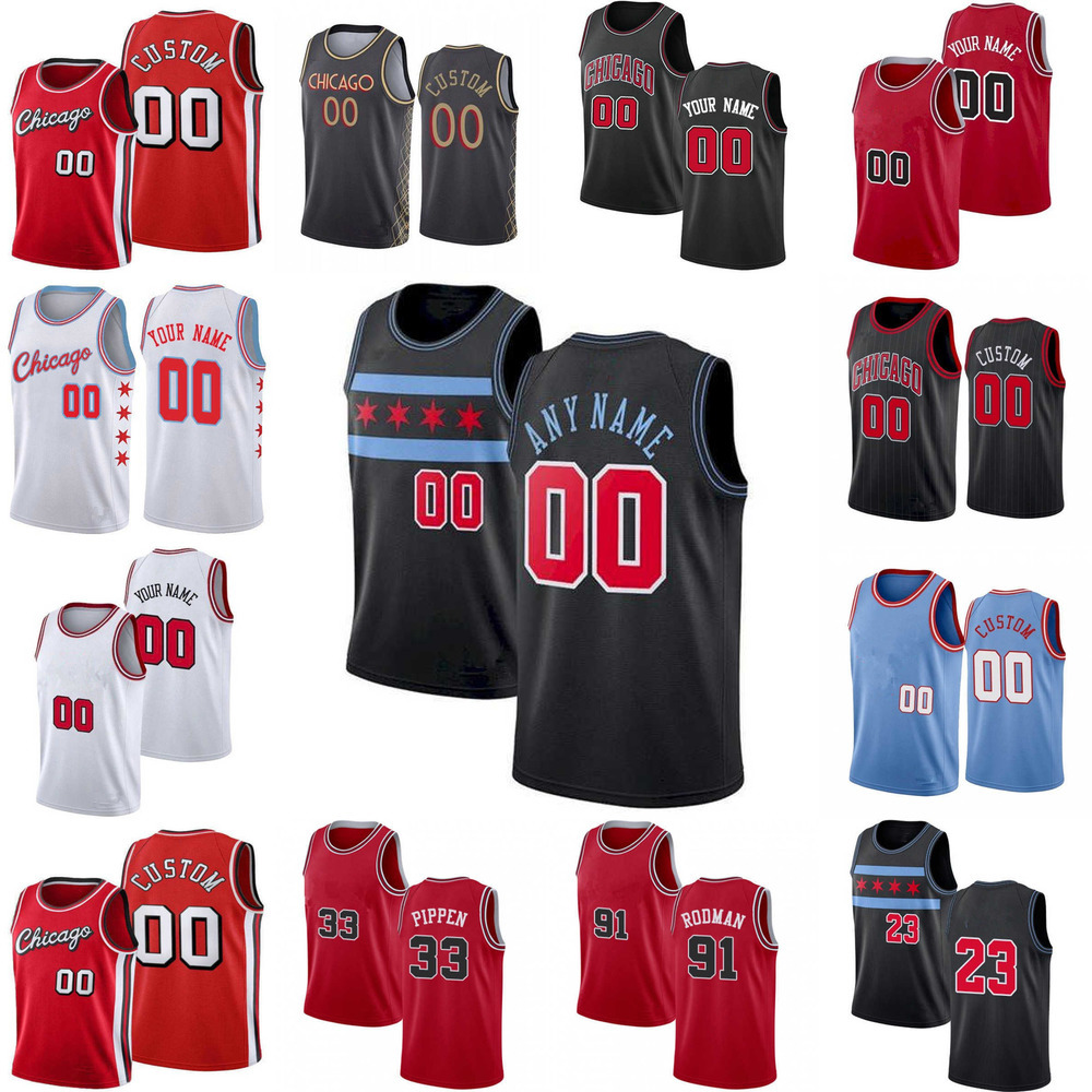 

75th Custom Mens youth Womens Chicago''Bulls''Jersey 23 JD 45 Michael MJ Scottie 33 Pippen Dennis 91 Rodman Basketball Jerseys, Color