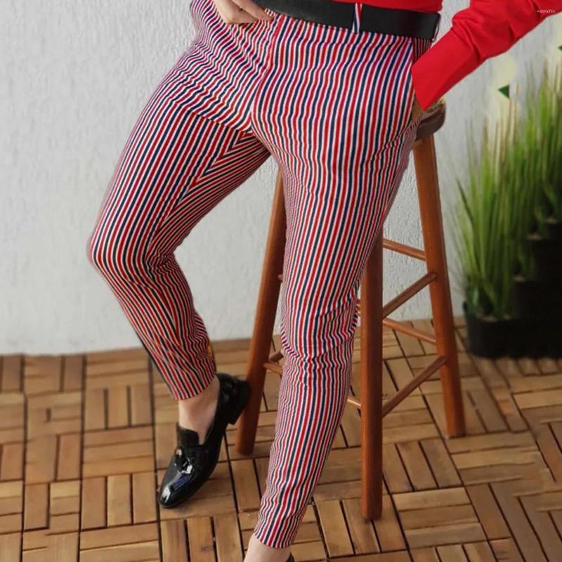 

Men's Pants Striped Casual Elastic Foot With Pockets Printed Party Men's Suit, Blue