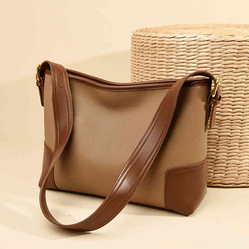 Bag large capacity women's Tote 2022 new color contrast soft leather underarm commuting single shoulder cross bag Purses Outlet-image-802599156