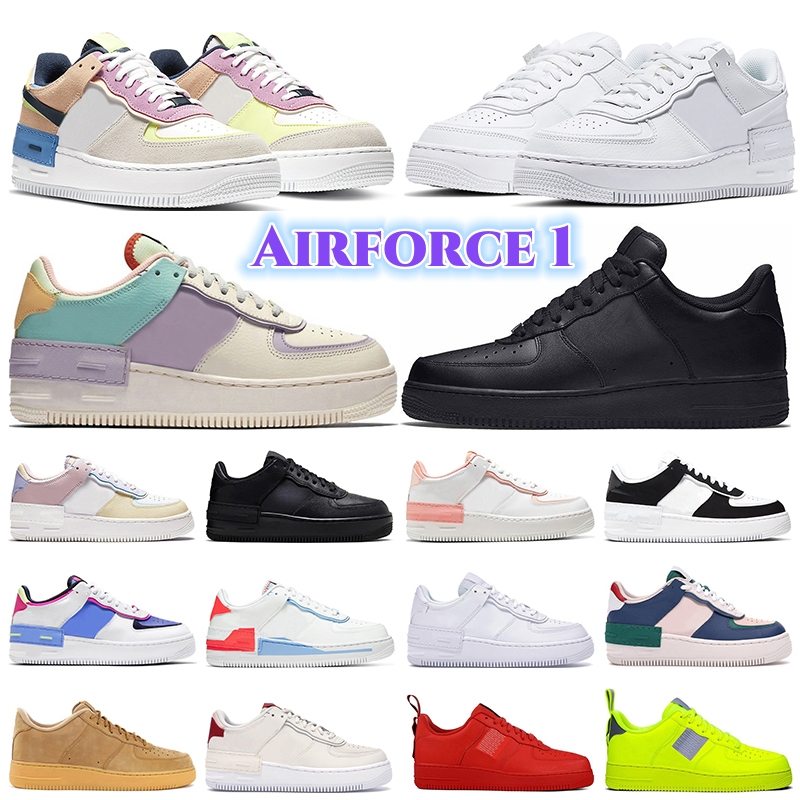 

Casual Shoes Designer Mens Sports Sneakers Platform Trainers Classic 1S White Black pale lvory utility Red Flax just orange Outdoor One Low Men Women Airforce 1 S3, 18