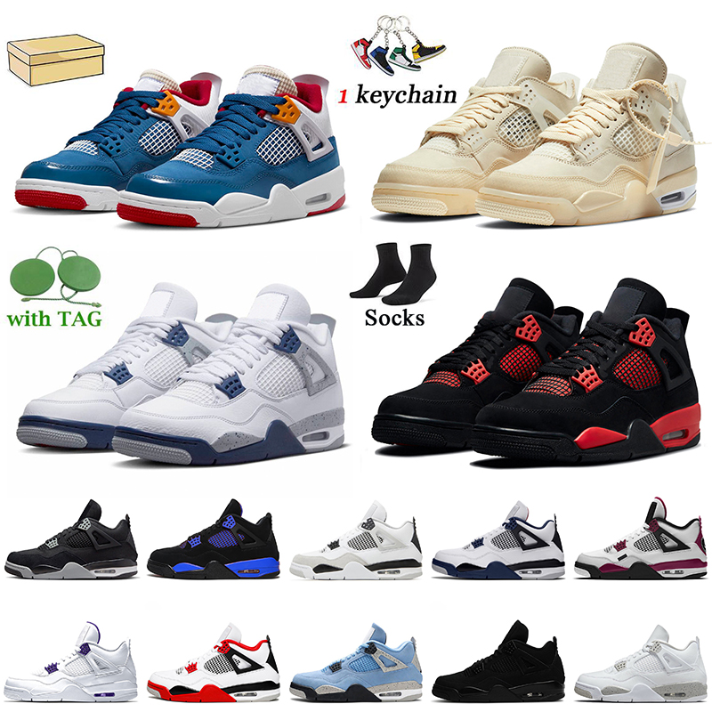 

With Box 2022 Jumpman 4 Men Basketball Shoes 4s Sail Messy Room Midnight Navy Black Cat Women Mens Trainers Red Thunder White Oreo Seafoam Bred Athletic Sneakers, C40 desert moss 40-47