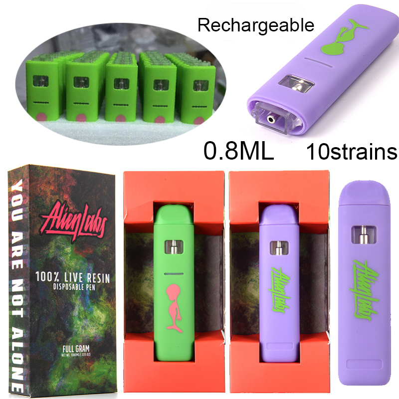 

ALIENLABS Rechargeable Disposable Vapes Pens Alien Labs Live Resin E cigarettes Kits 0.8ml empty Pod 350mah Vape Pens