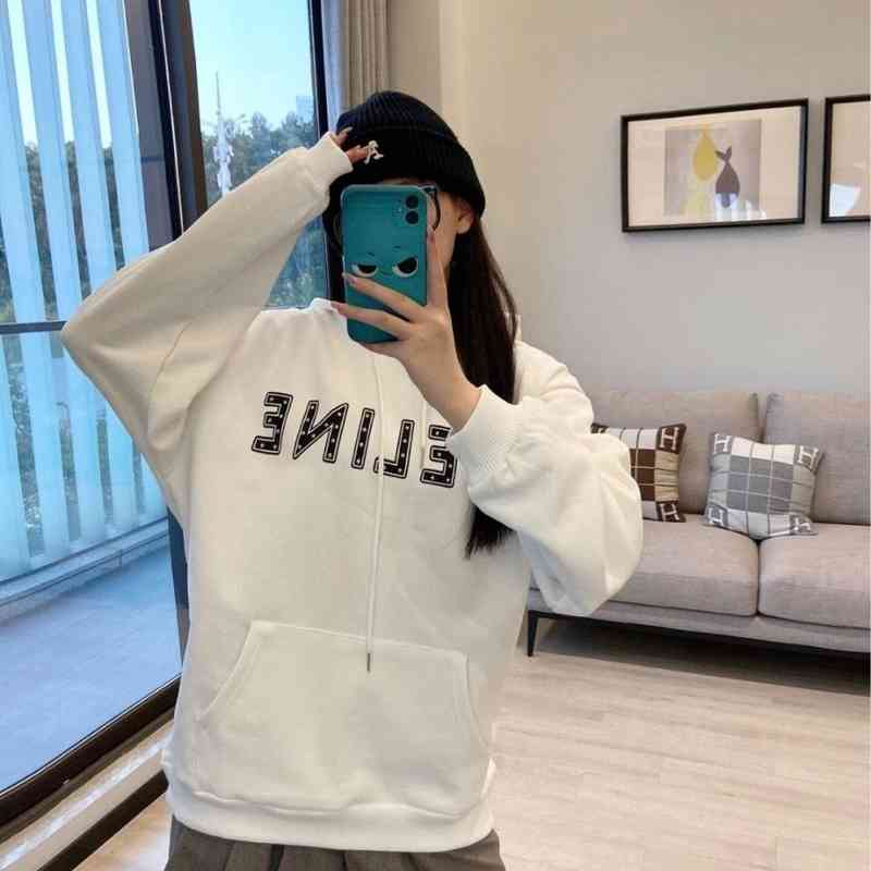 

Fashion Designer Hoodies Celinn' Man and Woman Sweater Spring and Autumn New Rivet Series Printed Hooded Hoodie Men Women Fashionable, White single