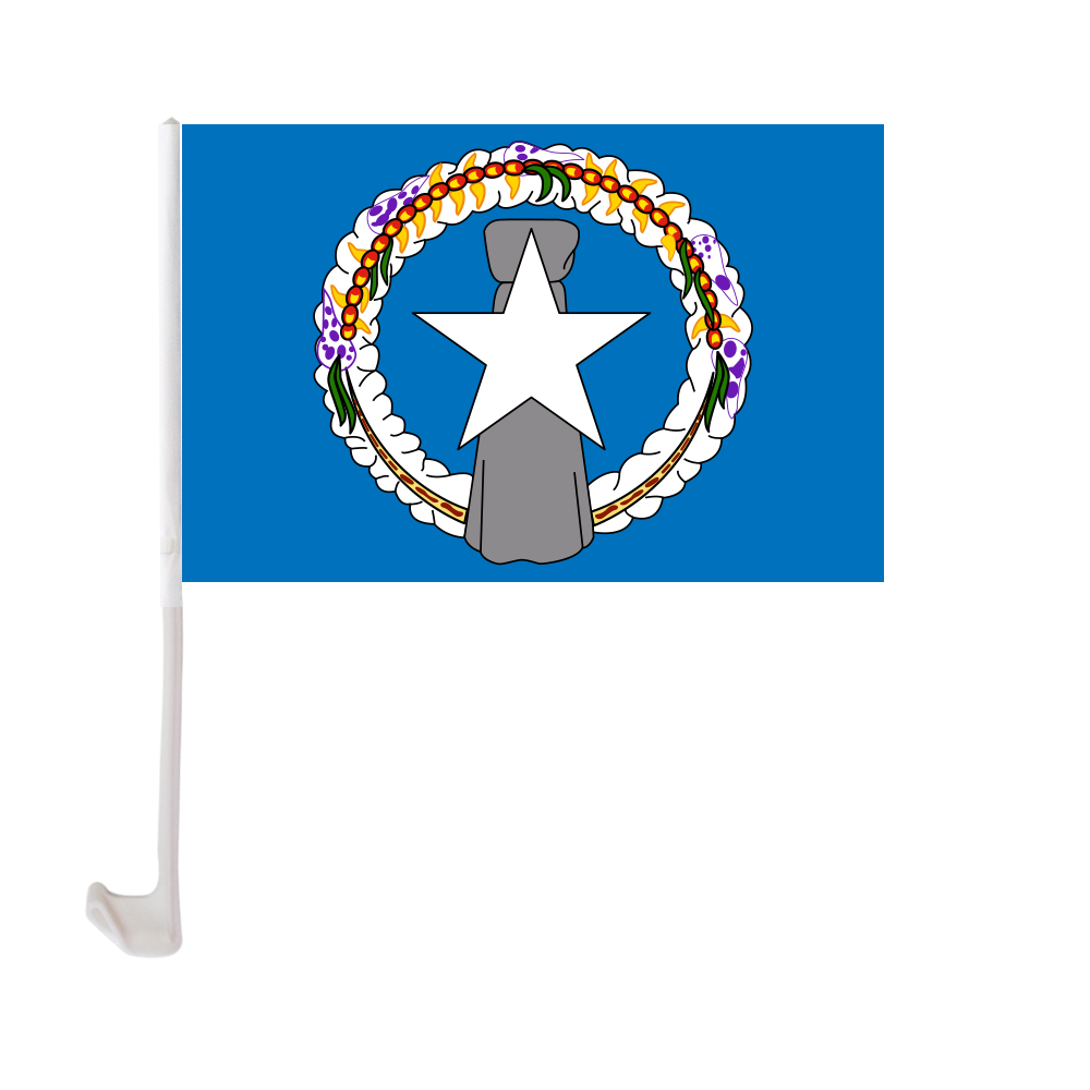 

30x45cm Northern Mariana Islands Car Flag Polyester UV Protection Window Clip Car Decoration Banner with Flagpole