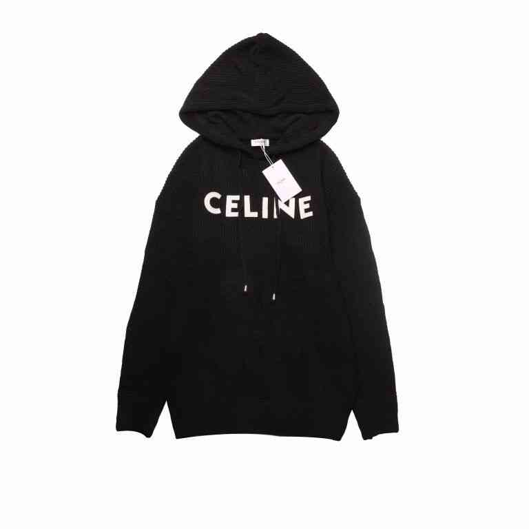 

Designer Hoodies Celinn's Sweater Autumn and Winter Letter Simple Male Female Loose Versatile Fashion Hooded Knitted Long Sleeve High, Black